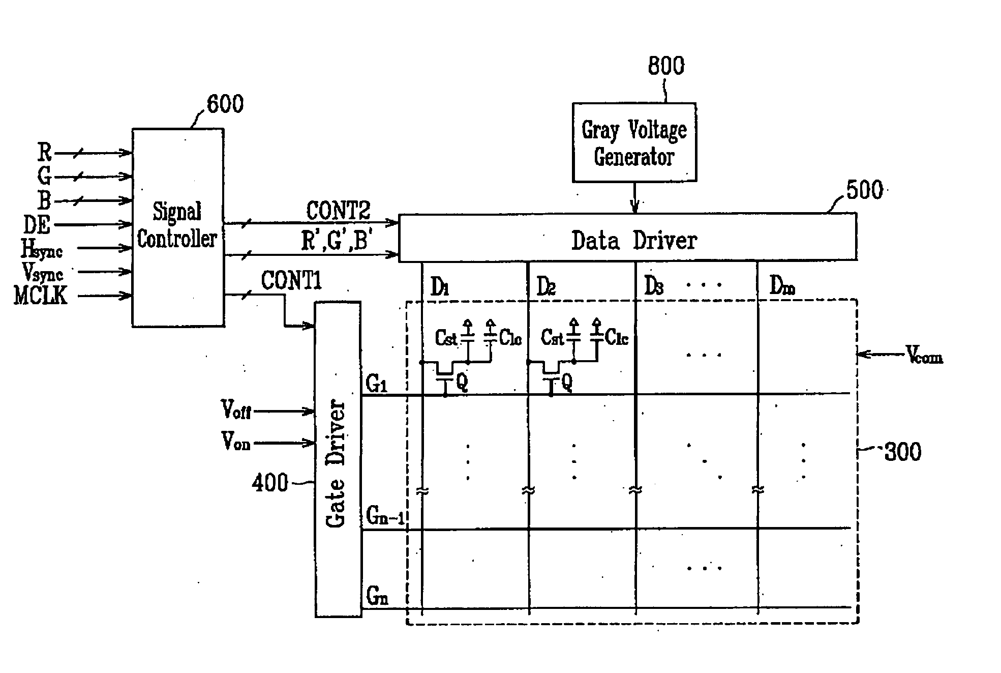 Modifying gray voltage signals in a display device