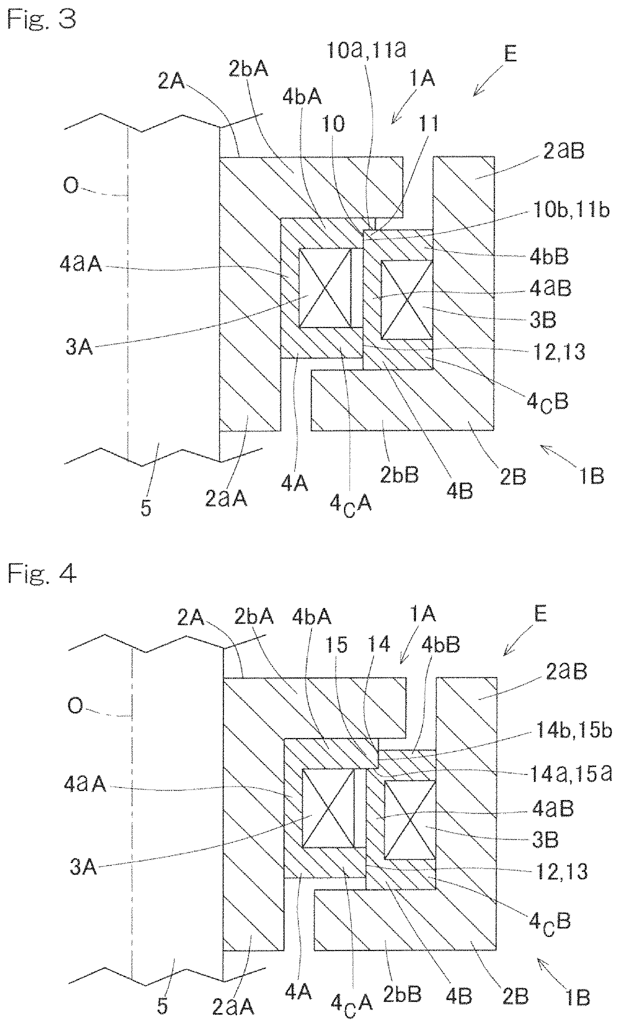 Electric transmission device in relatively rotating parts