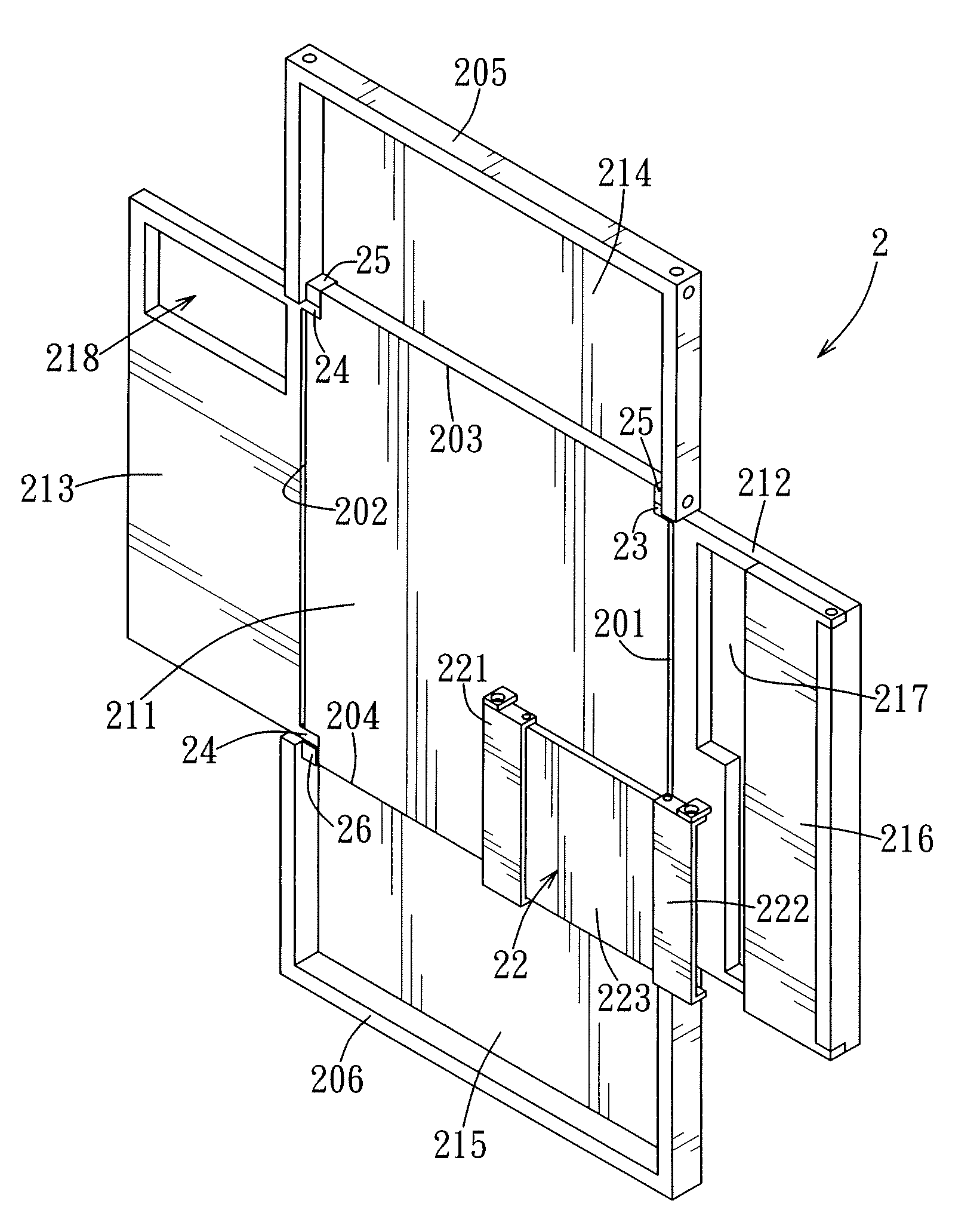 Computer housing and flattenable frame for the computer housing