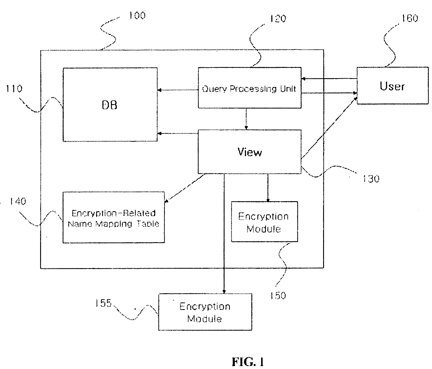 Query processing system and method for database with encrypted column by query encryption transformation