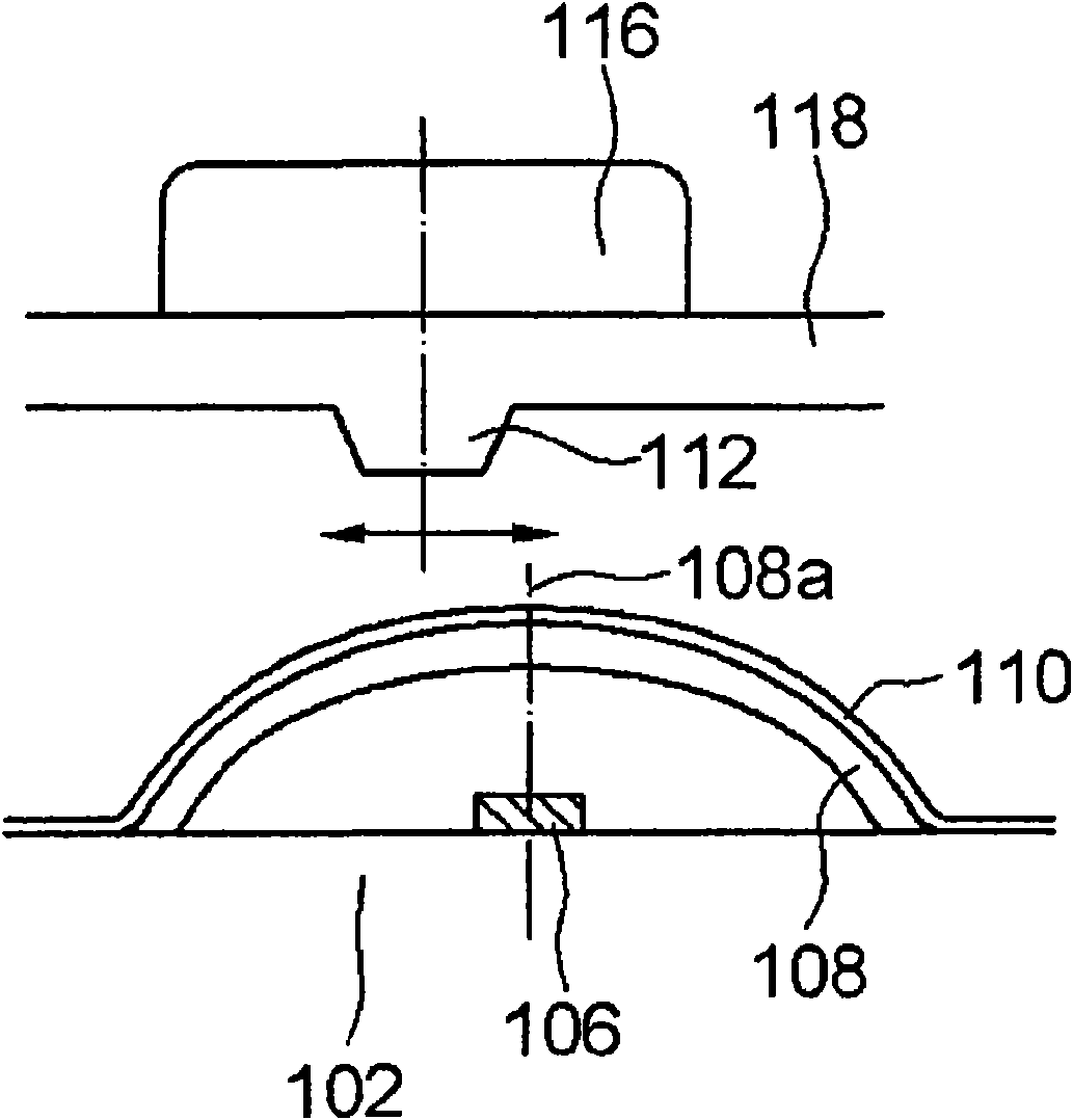 Metal dome sheet with push projection, push-button switch, and method of producing the push bush switch