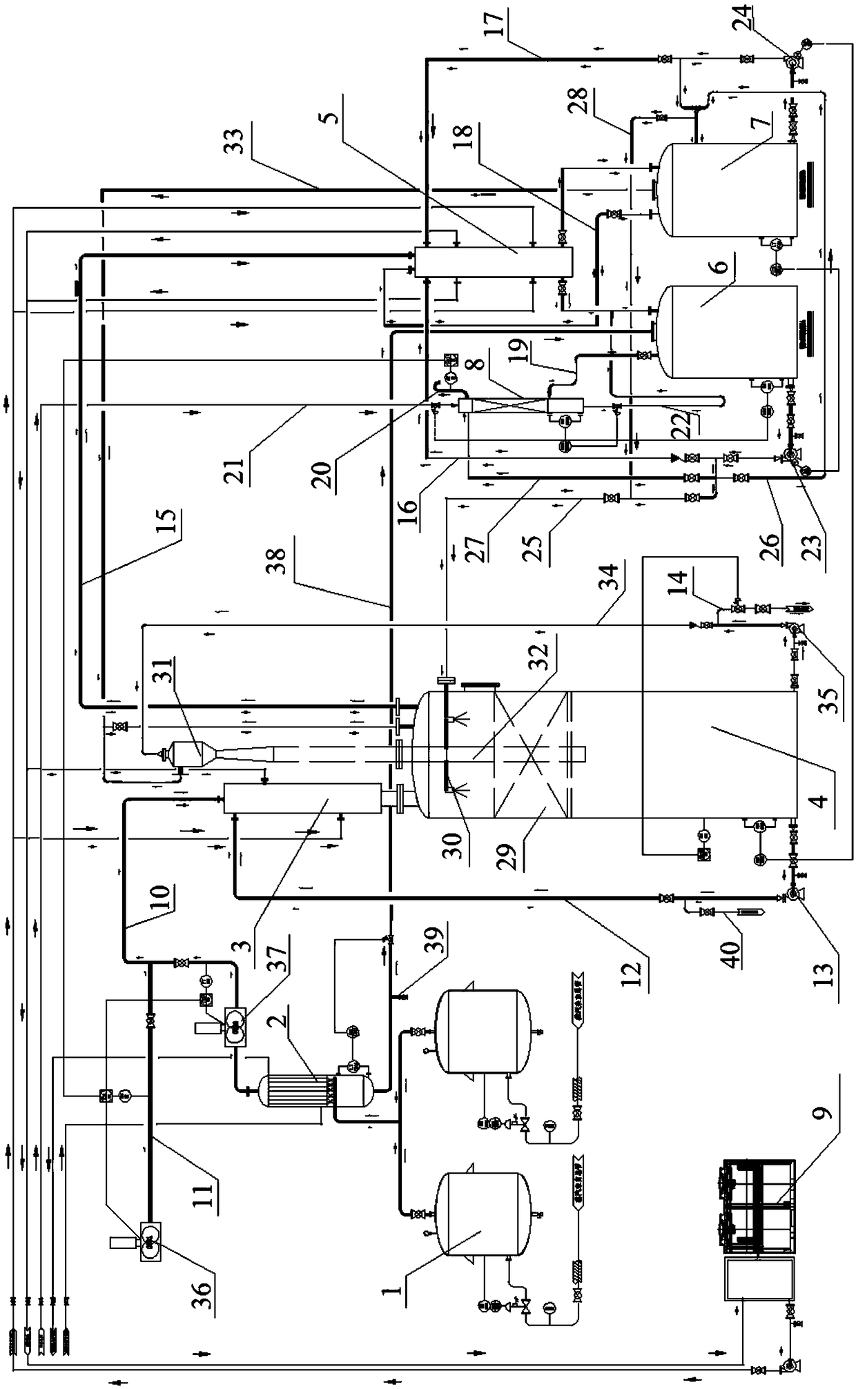 Three-stage type nitrogen oxide flue gas absorption based acid preparation system and method