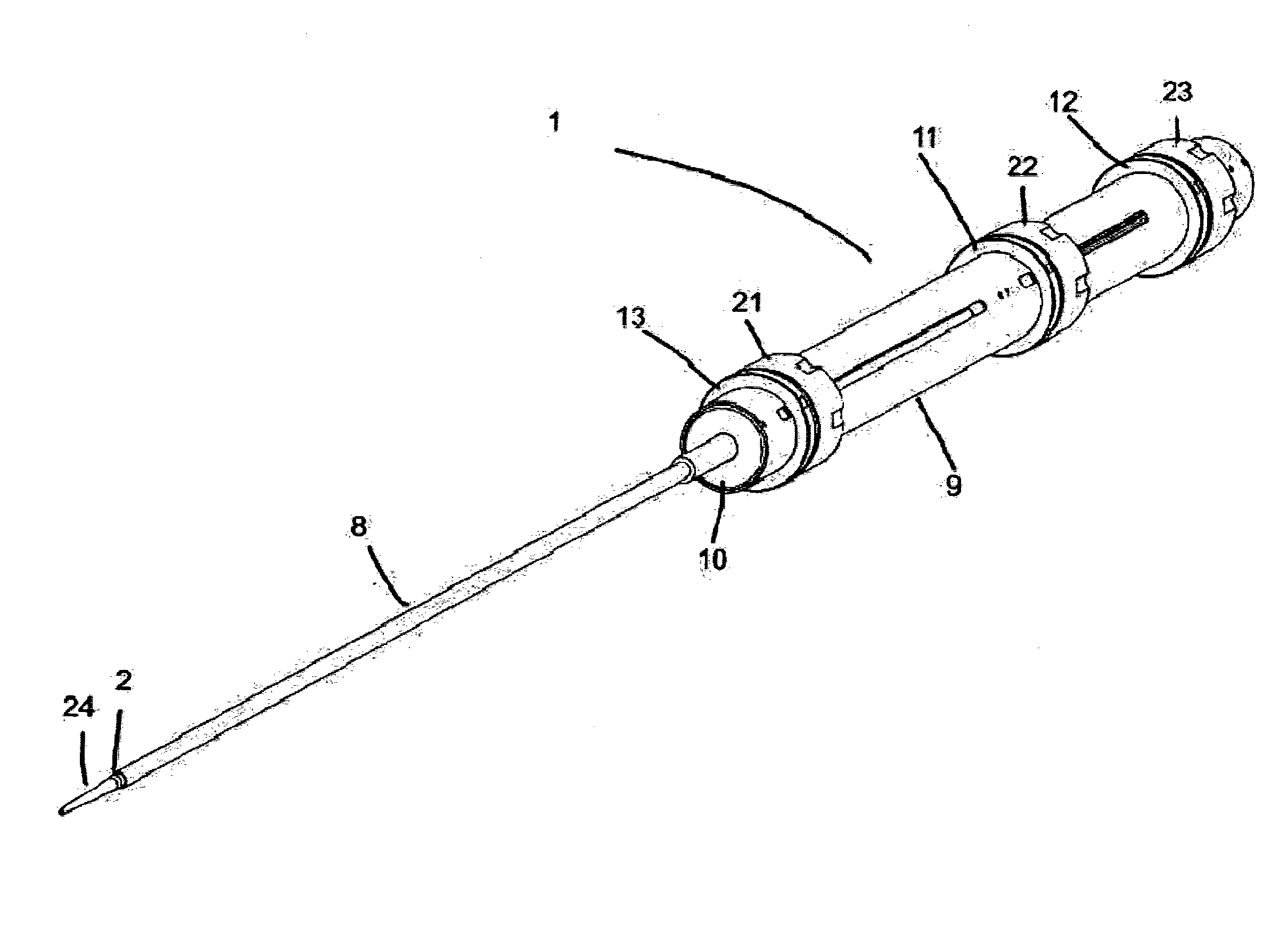 Mechanism for Guiding and or Releasing of an Endoprosthesis with Injured Regions of a Blood Vessel, Applied in Catheter-Like Medical Device