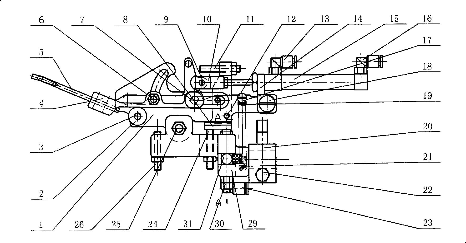 Two-position control apparatus for superimposed cylinder stocking knitter shuttle