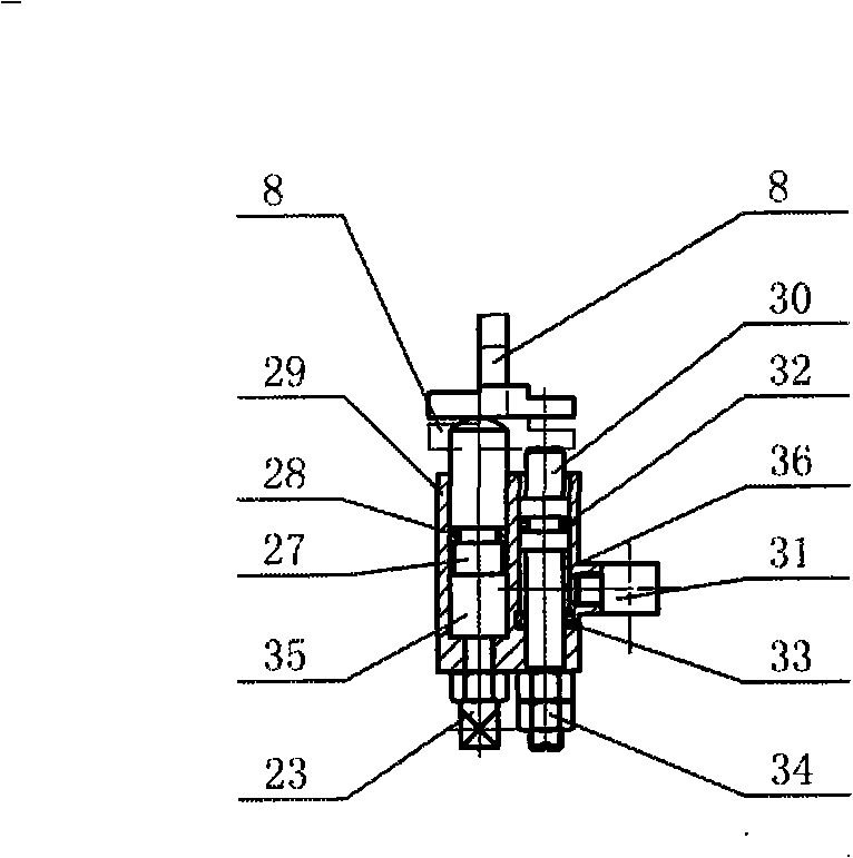 Two-position control apparatus for superimposed cylinder stocking knitter shuttle