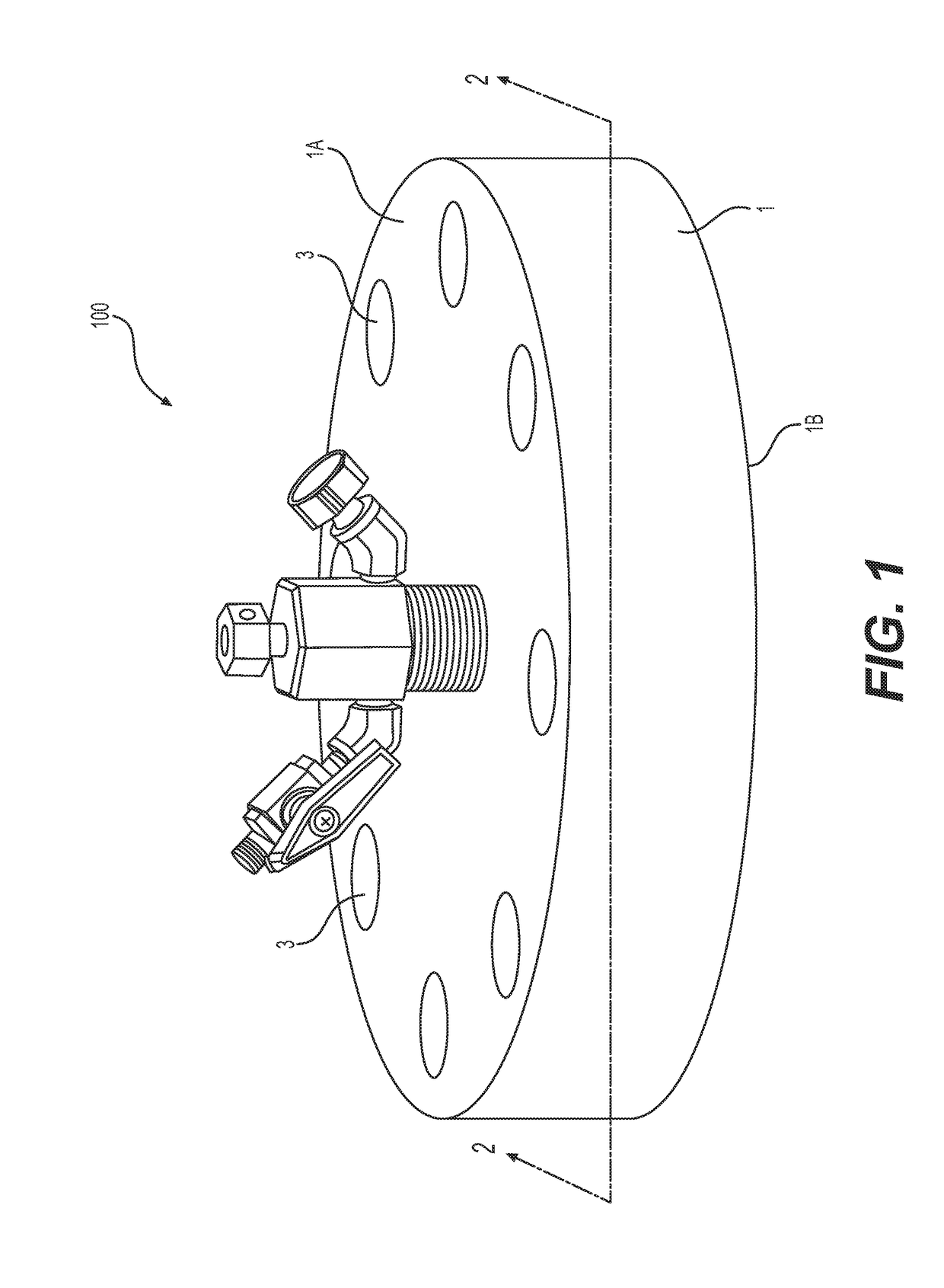 System and method for measuring pressure and removing fluid from behind a flange of pipeline