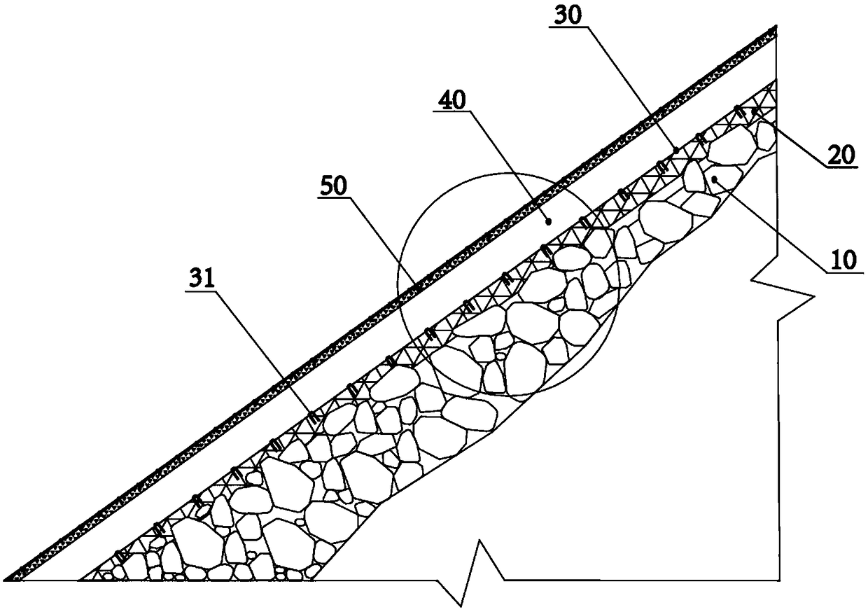 Macadam slope vegetation recovery structure and construction method