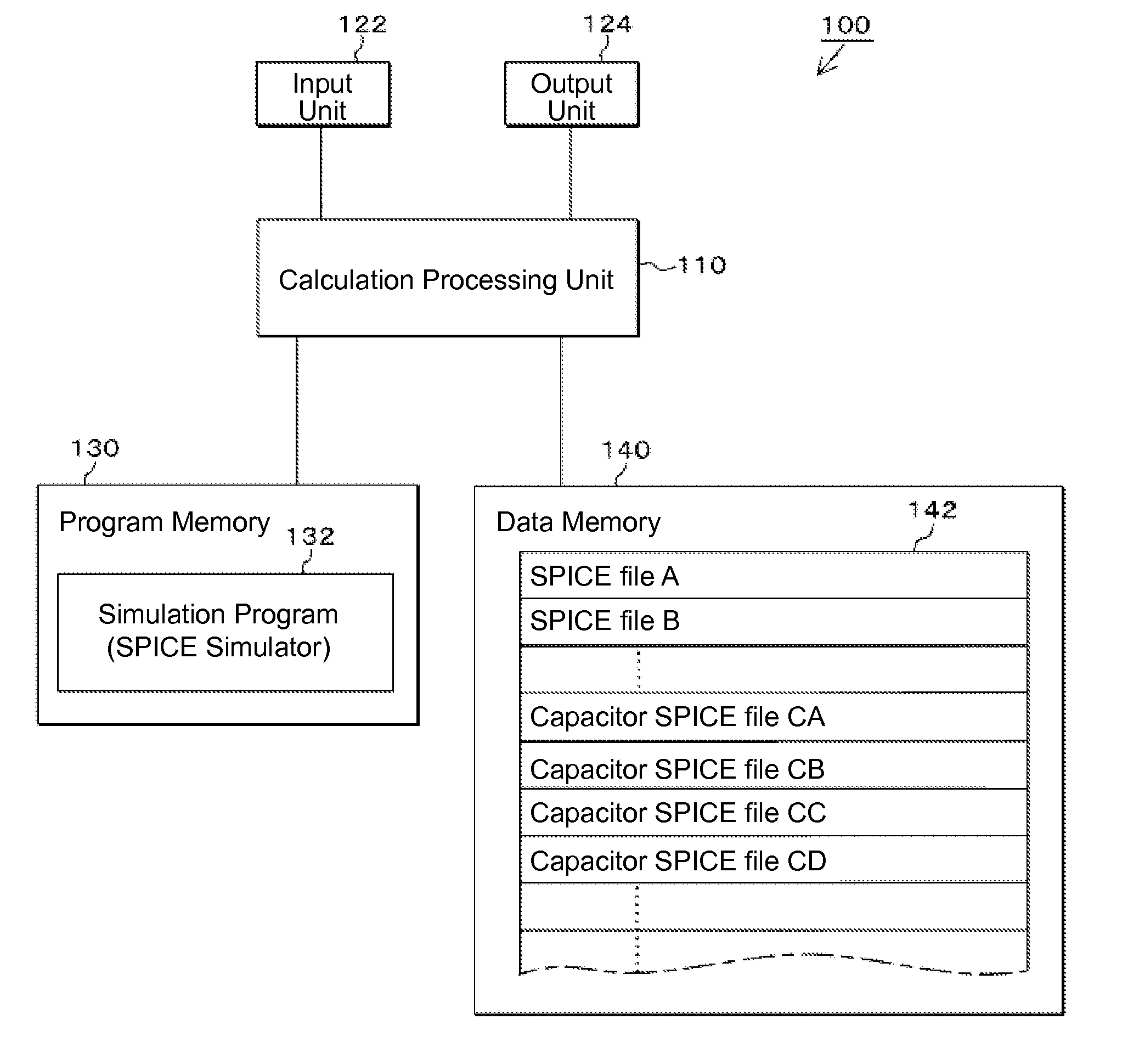 Circuit simulation model of capacitor, constructing method of simulation model, method of circuit simulation, circuit simulator