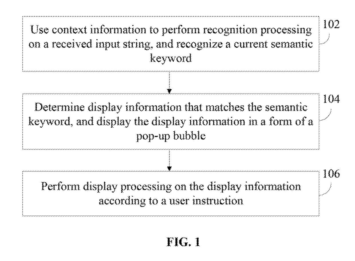 Input-based information display method and input system