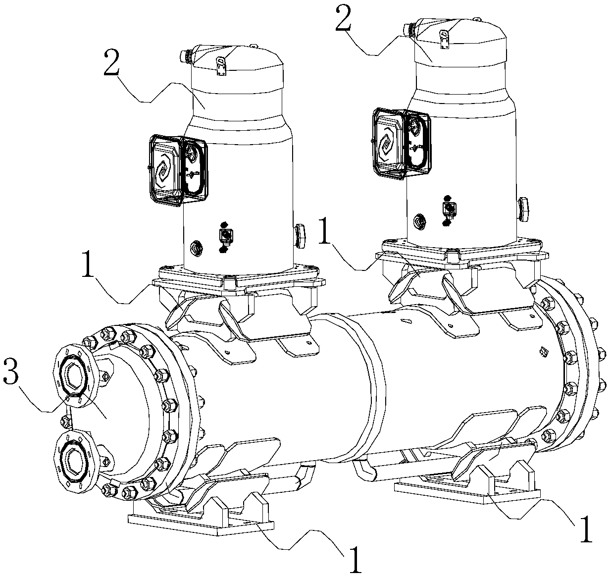 Vibration damping device and water chilling unit