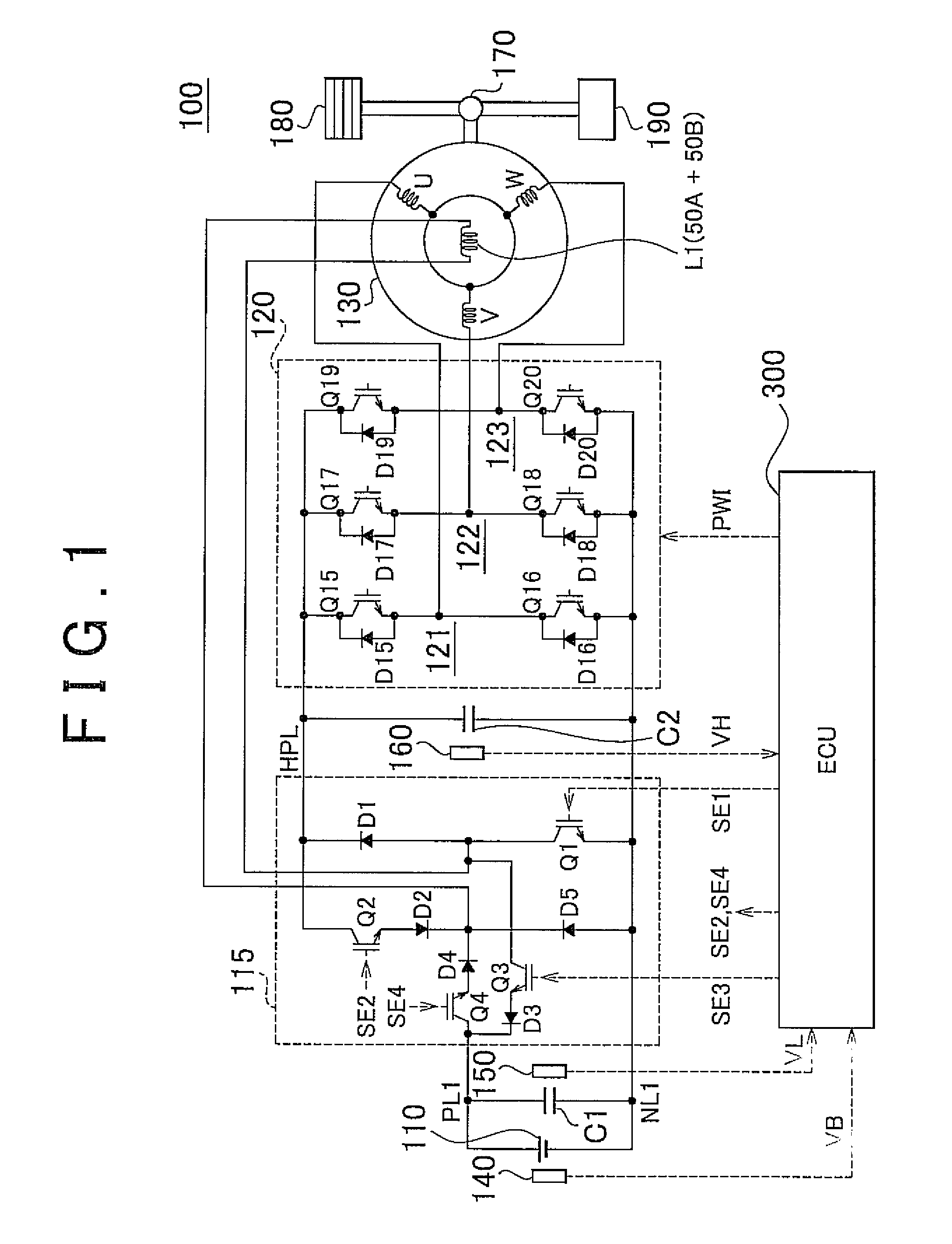 Electric motor driving device and vehicle equipped with the same