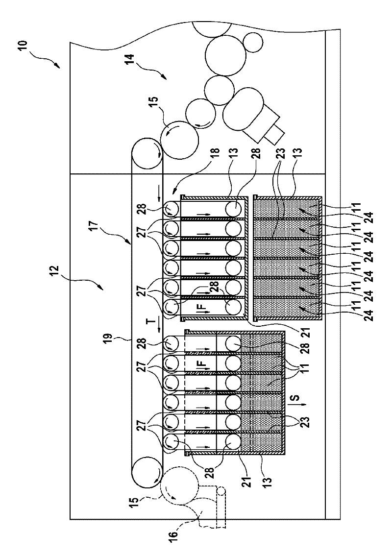 Device and method for filling fork supports with rod-shaped items and production machine for rod-shaped items with such a device