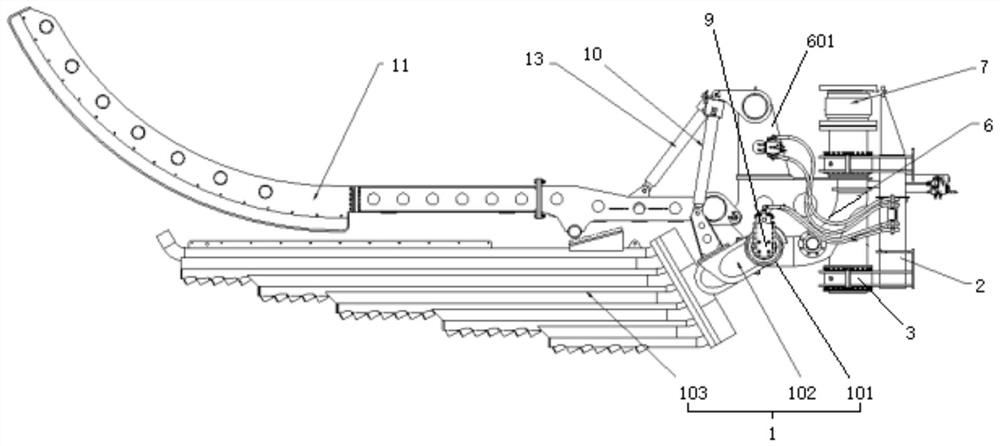 Ditching device for underwater cable laying and underwater cable laying method