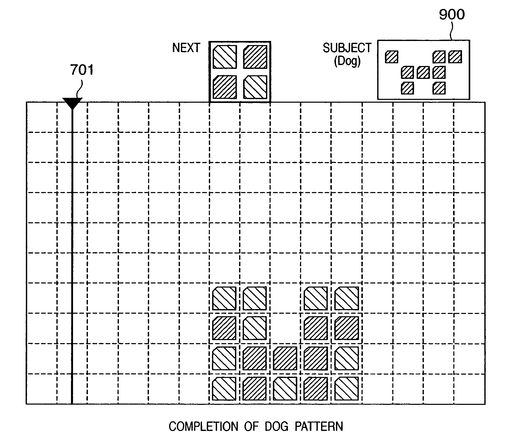 Apparatus and method for controlling clearing in a falling object game with a sequence bar
