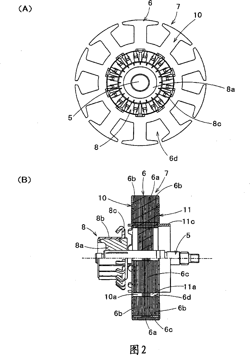 Armature in rotary electric device and its manufacturing method