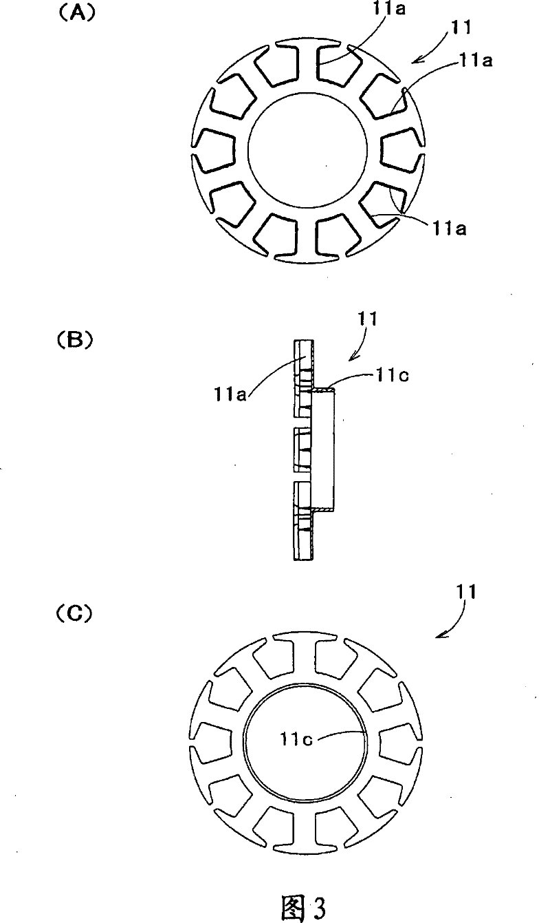 Armature in rotary electric device and its manufacturing method
