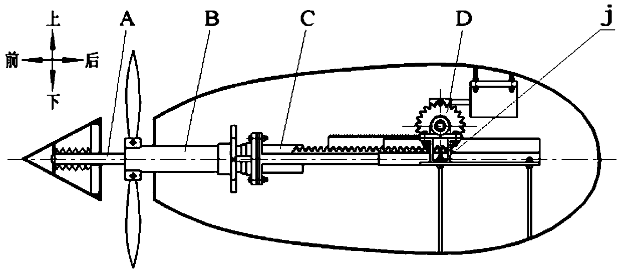 Propeller telescoping and head tilting device for trans-medium aircraft