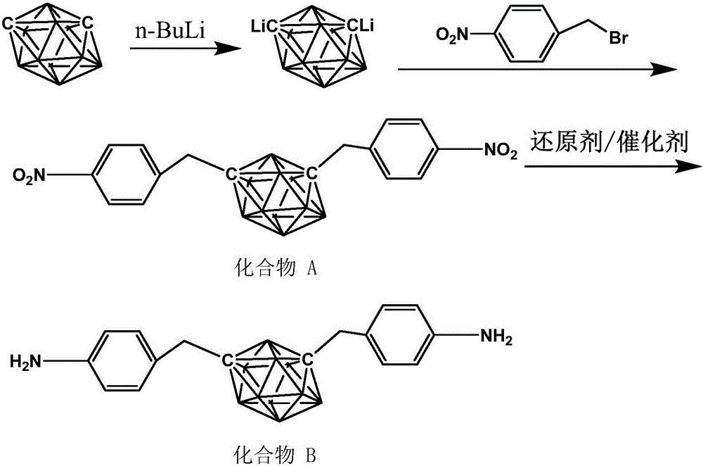 Diamine monomer containing carborane and preparation method thereof