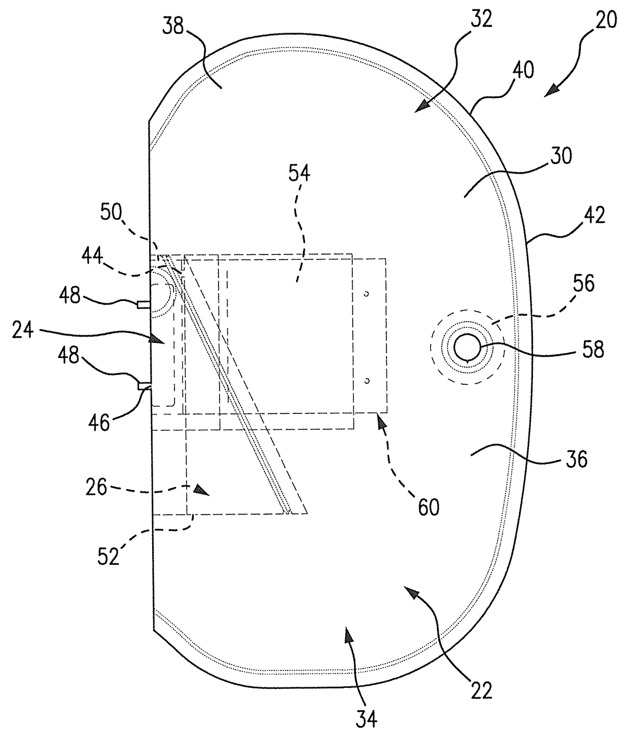 Side airbag with internal diffuser