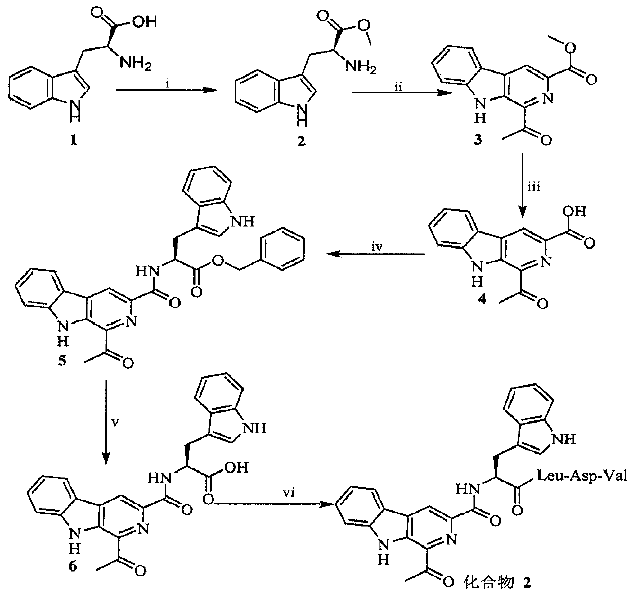 LDV-modified 1-acetyl-β-carbolinoyl-tryptophan, its preparation, nanostructure, activity and application