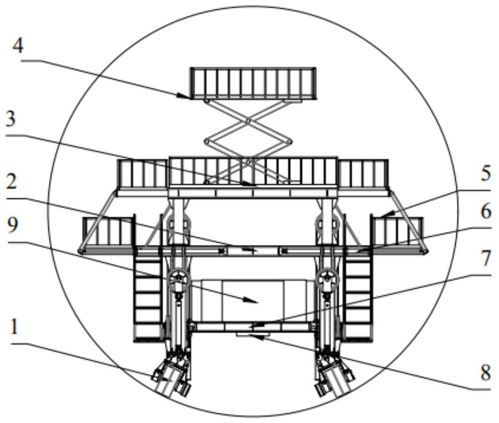 A trackless self-propelled platform vehicle for subway tunnel maintenance