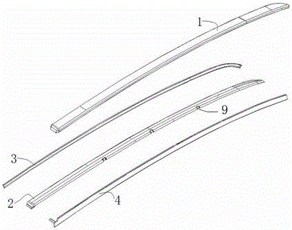 Three-color external decoration strip for automobile windshield and forming mold and method thereof