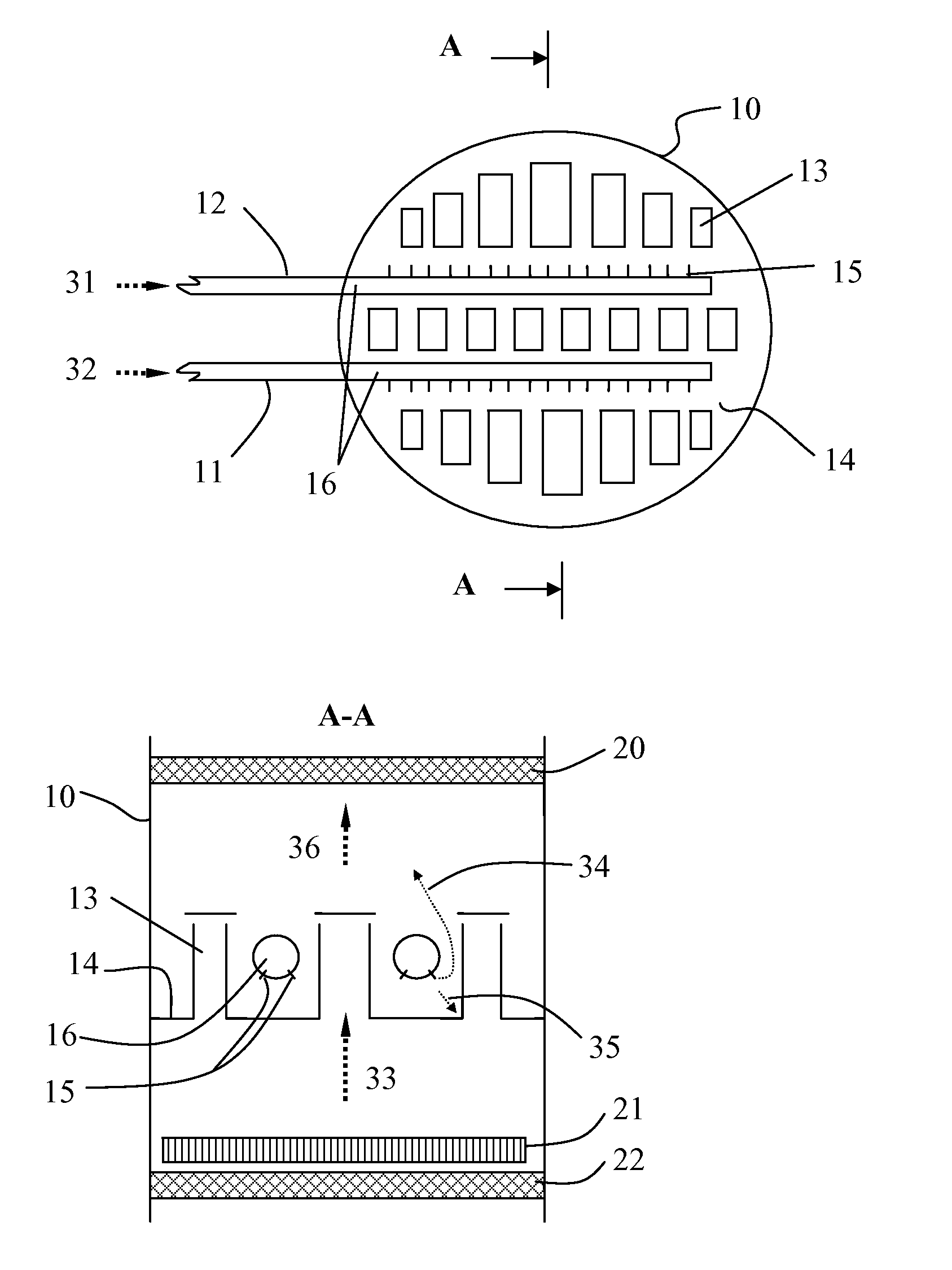 Feed section of a separation column