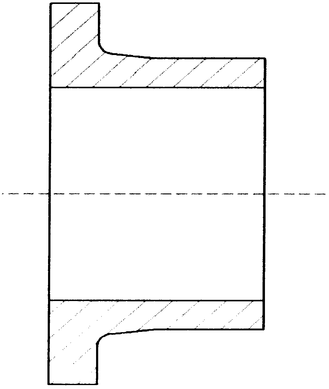 Forging method for thin-walled step short sleeve type main shaft flange of water turbine