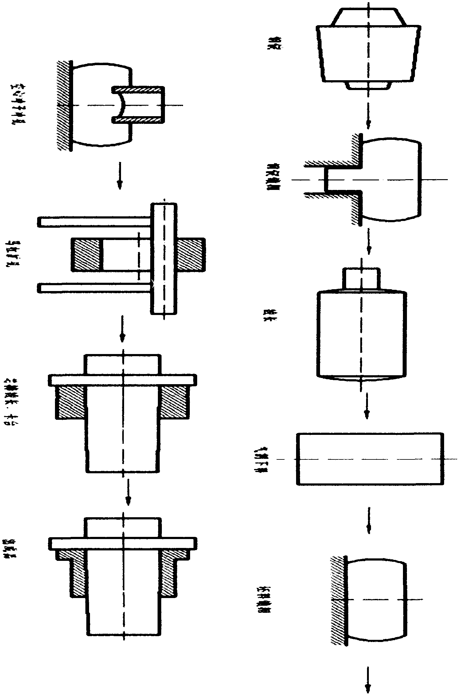 Forging method for thin-walled step short sleeve type main shaft flange of water turbine