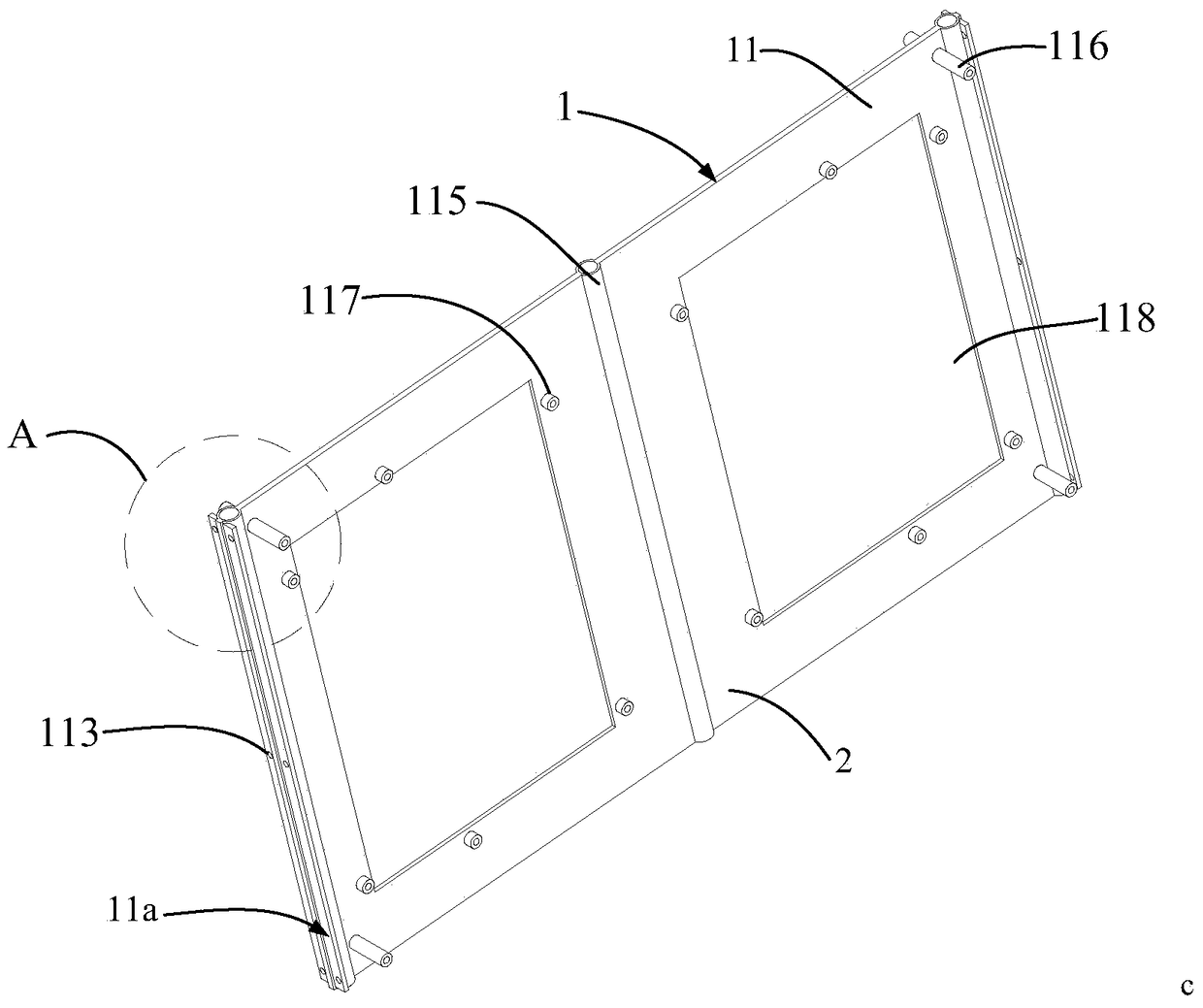 The middle frame of the display, the casing of the display and the display