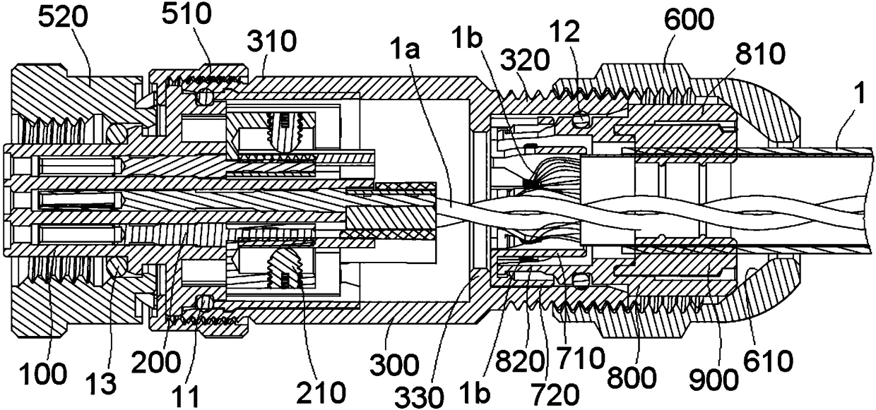 Connector and method for electrically connecting braided shielding layer of cable to connector