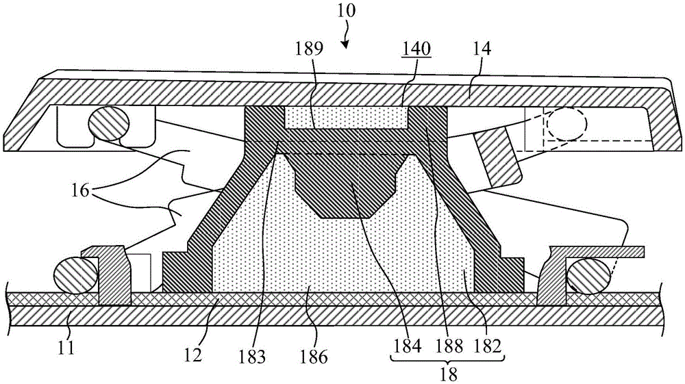 Elastic actuator and dome sheet containing same, key and keyboard