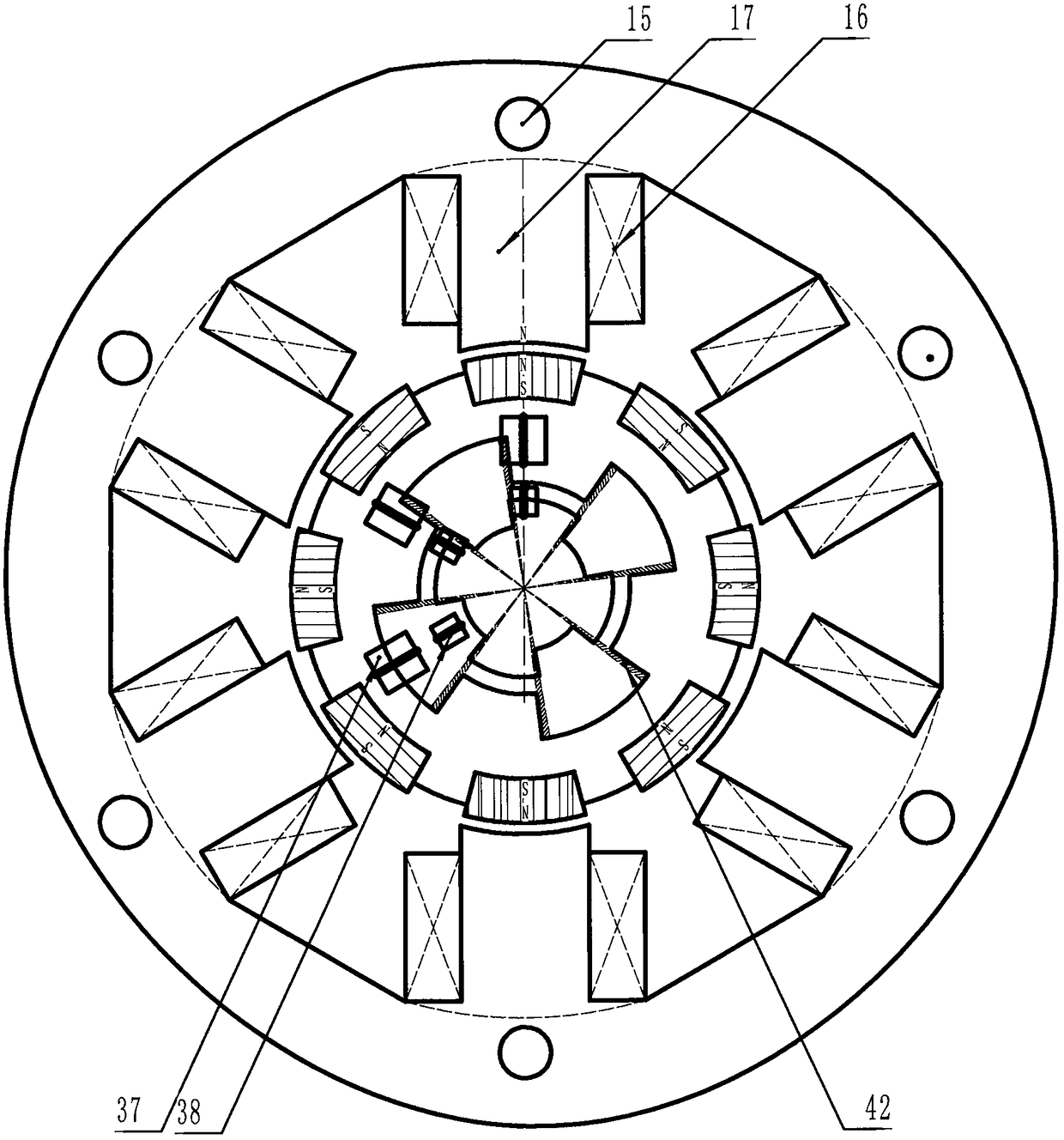 Four-rotor permanent magnet switched reluctance motor