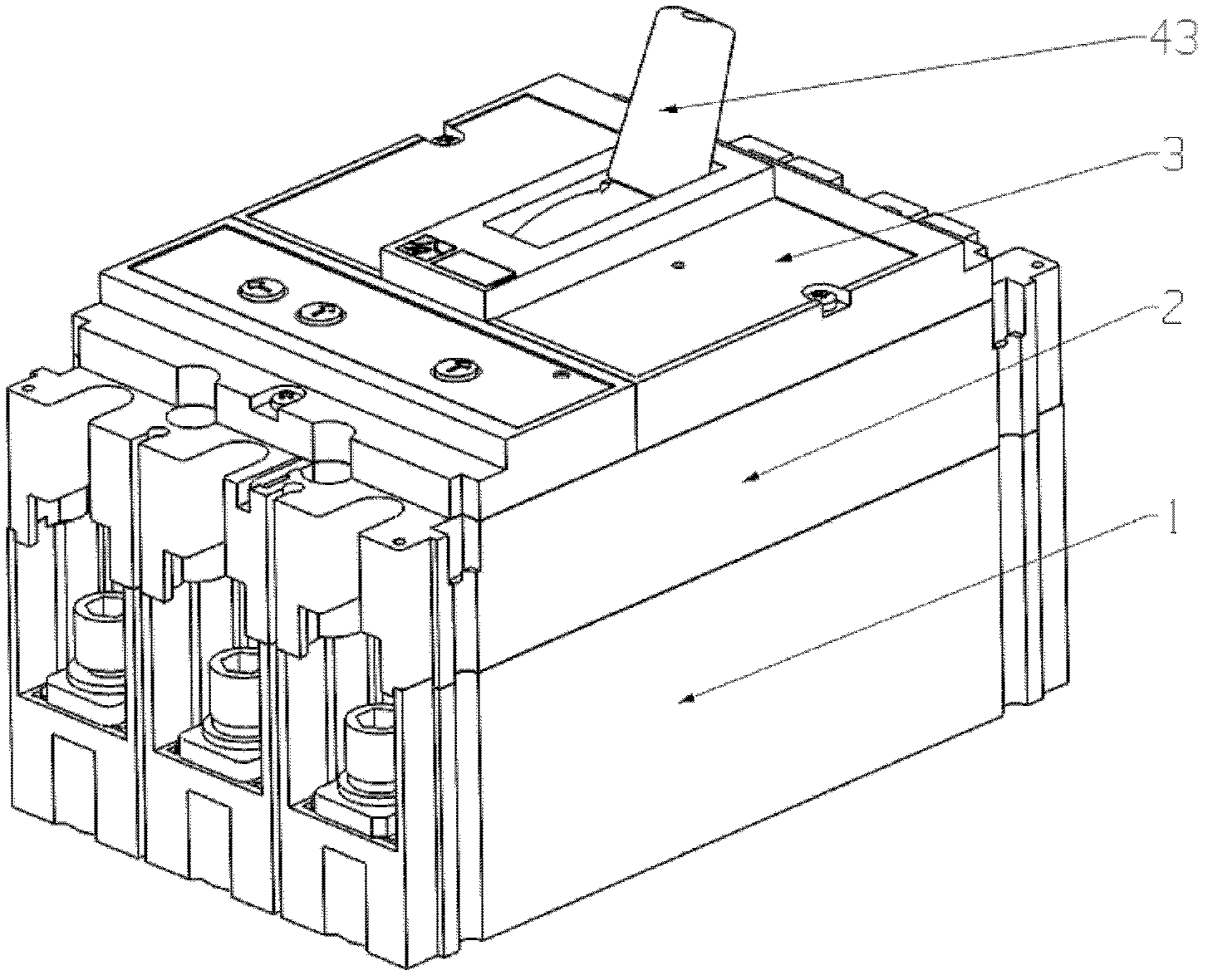 Low-voltage circuit breaker with pneumatic tripping device