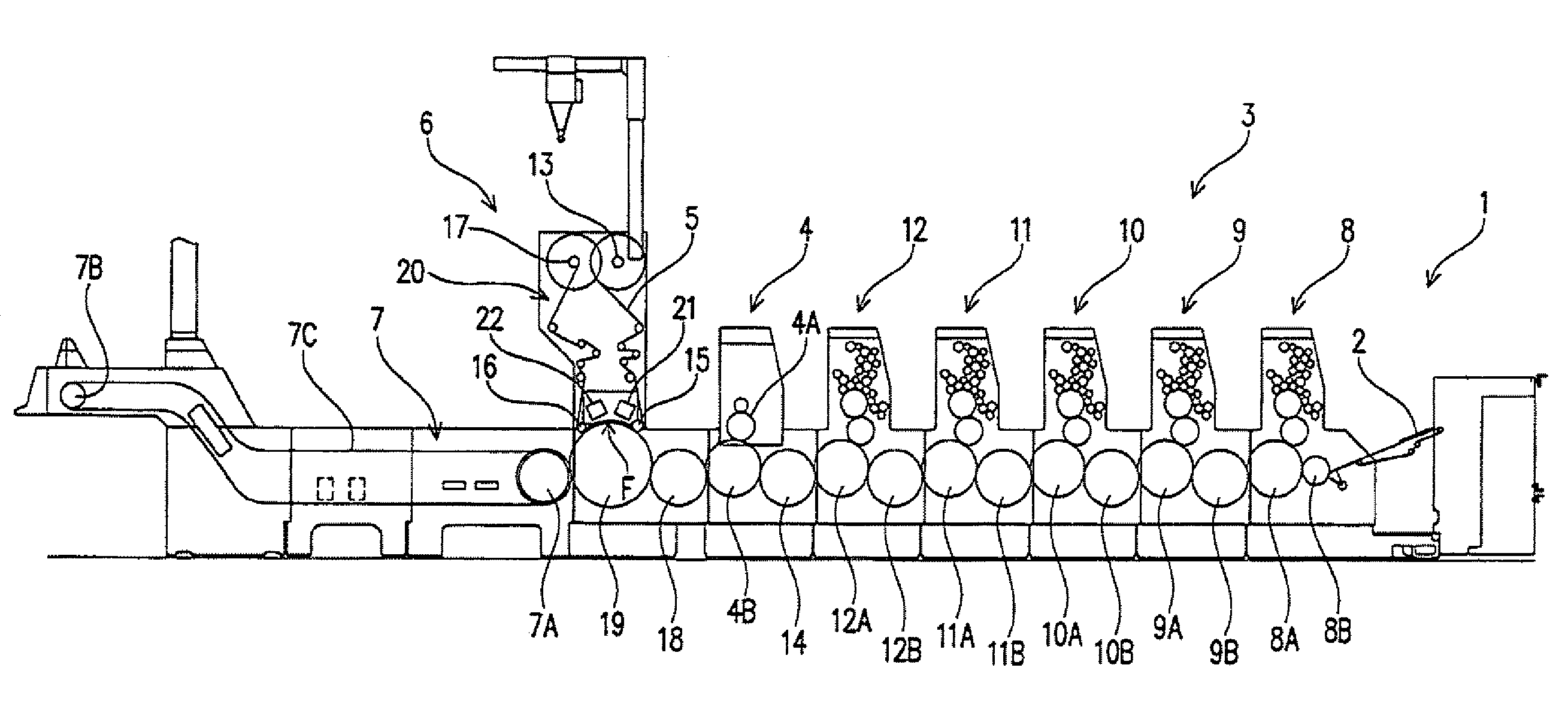 Method of Winding Up Transfer Film and Device for Performing Transfer Printing on Printed Sheets of Paper