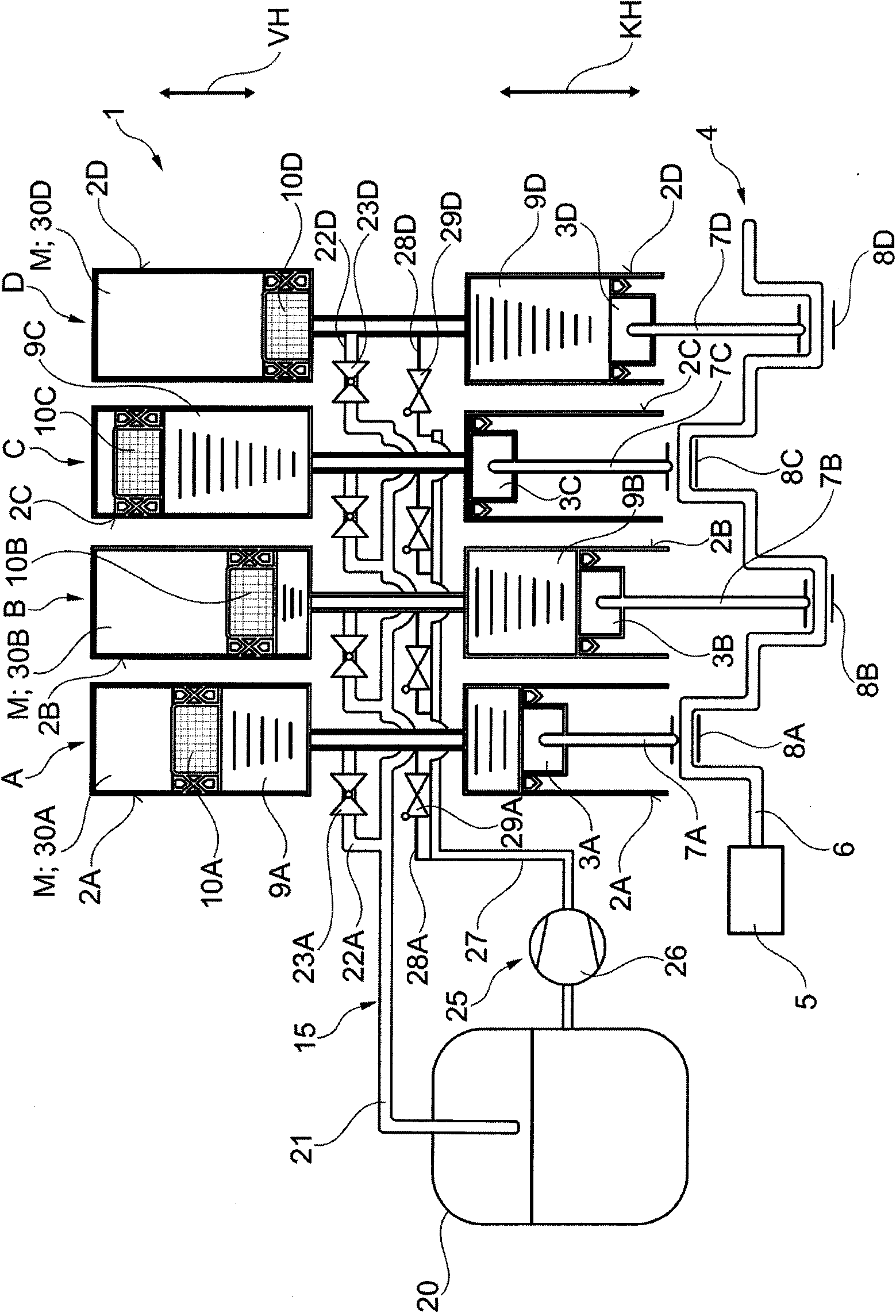 Multi-stage piston compressor