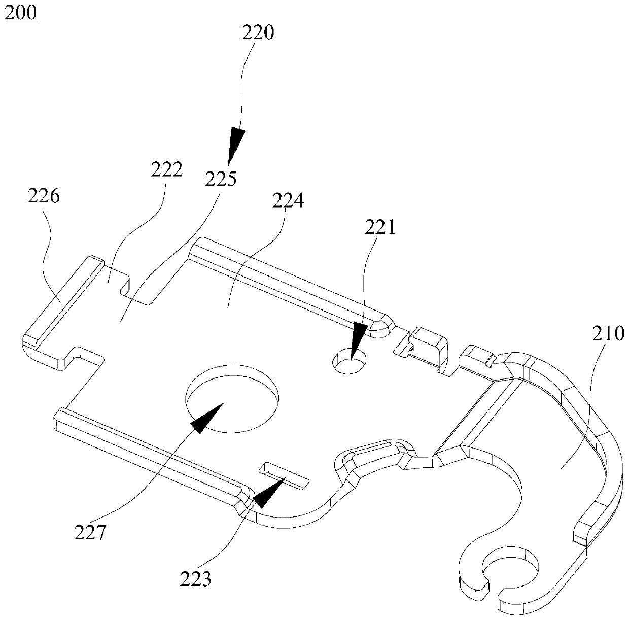 Connecting component and door structure and refrigerator