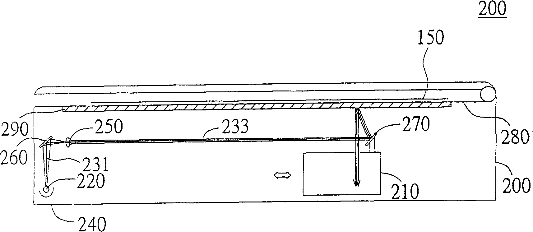 Image compensating correcting method for light-source fixed scanner