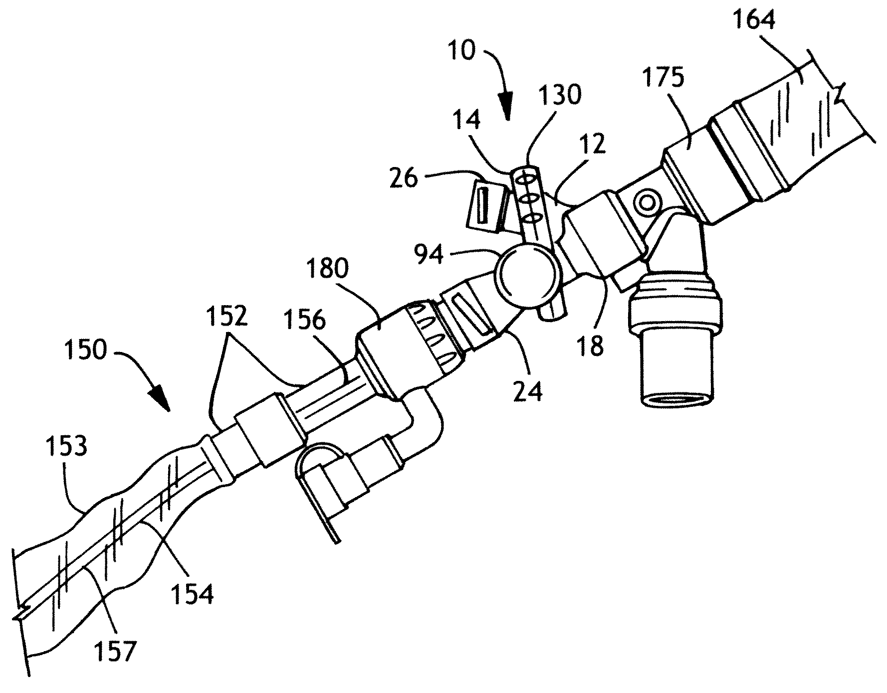 Respiratory Access Port Assembly With Push Button Lock and Method of Use