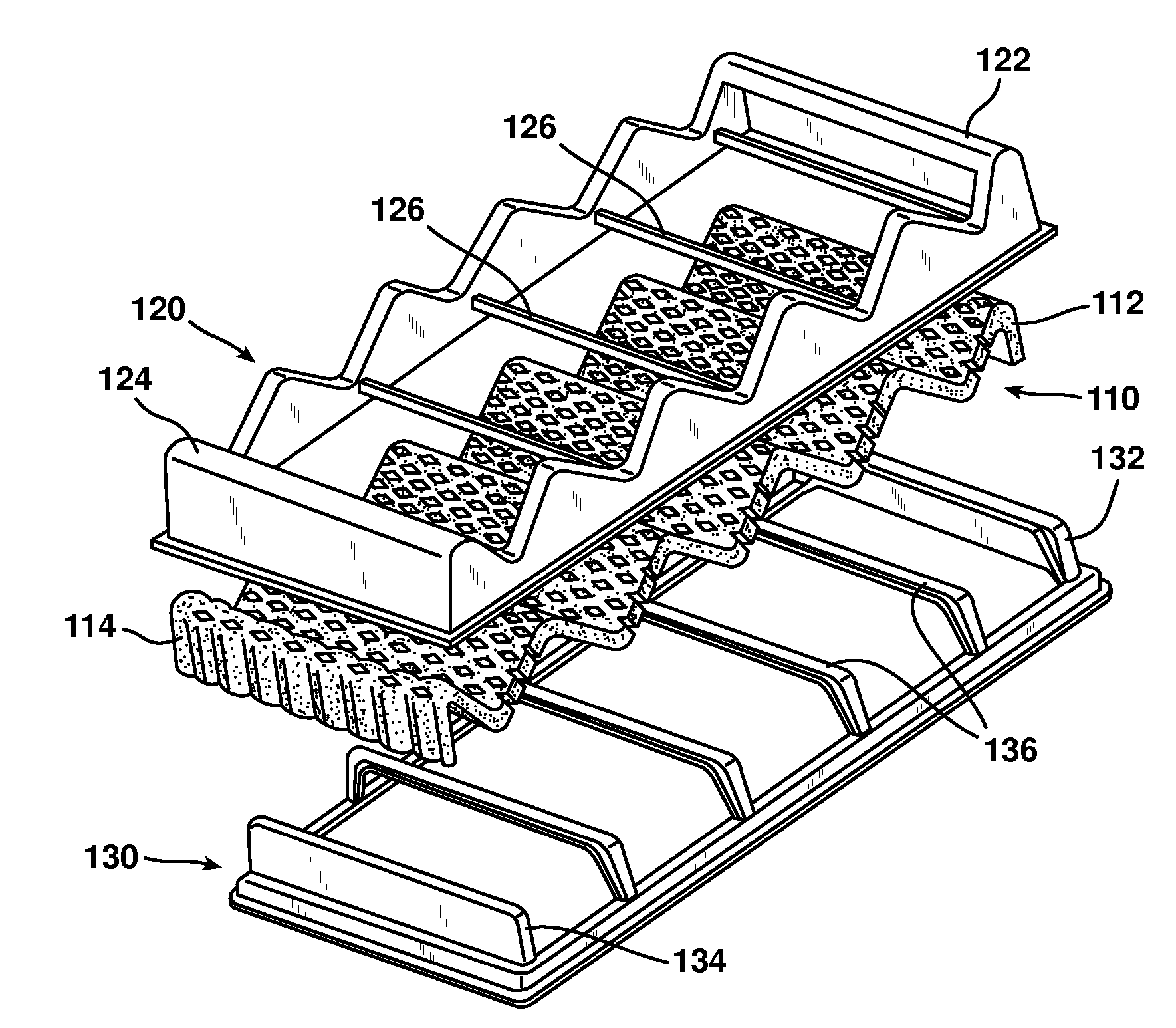 Air filter formed from slit and expanded layers of electrostatically enhanced material