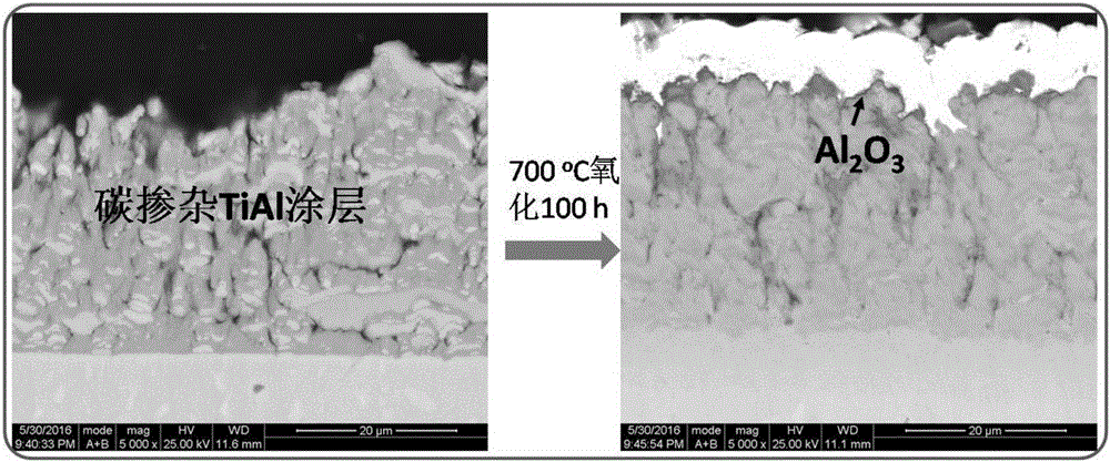 TiAl coating capable of achieving heat growth of aluminum oxide film and preparing method of TiAl coating