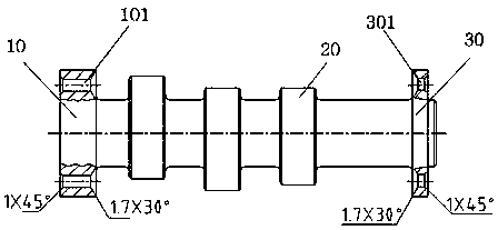 Special tool for chamfers on front and back sides of connecting holes at flange ends of camshaft