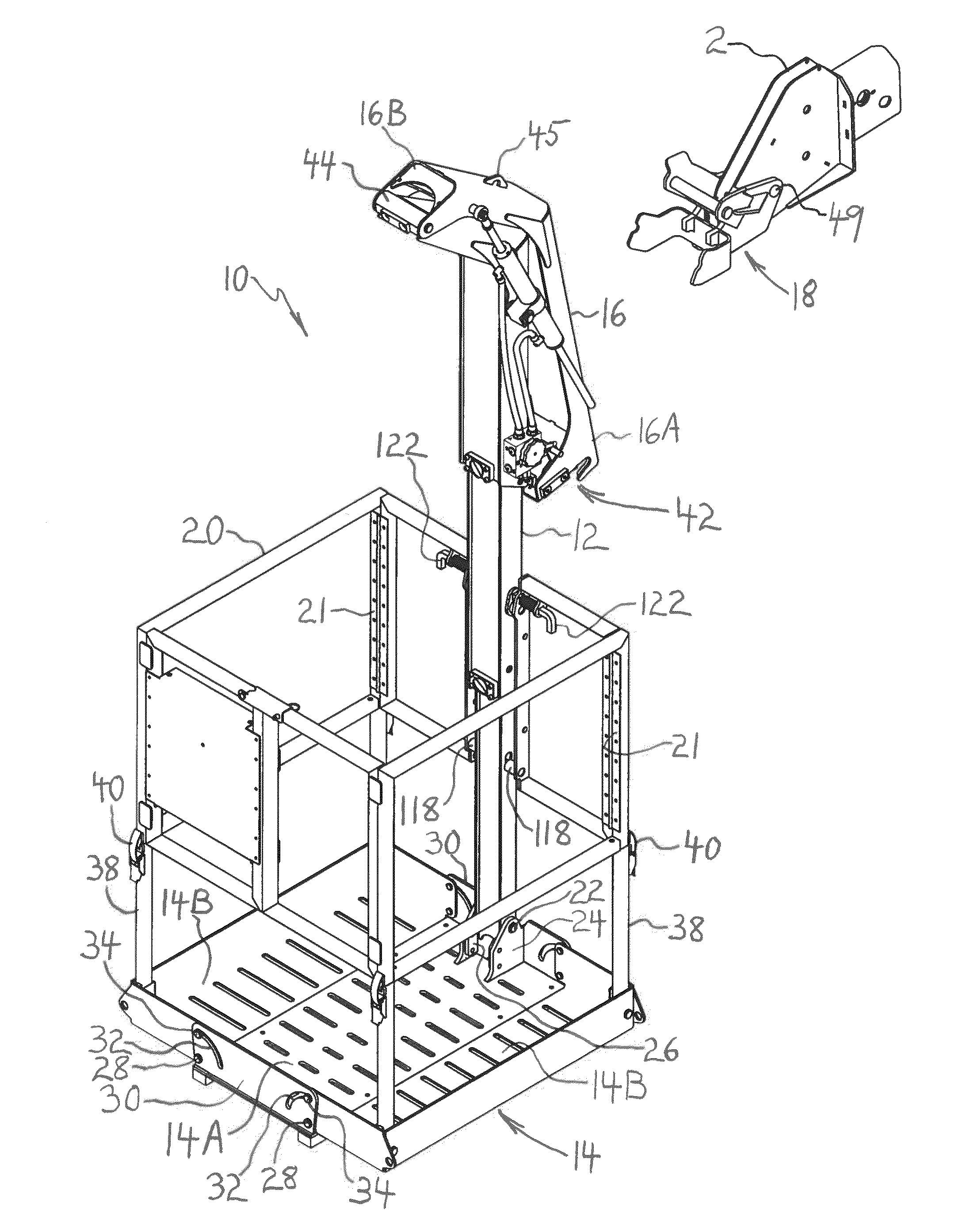 Collapsible personnel basket for a crane