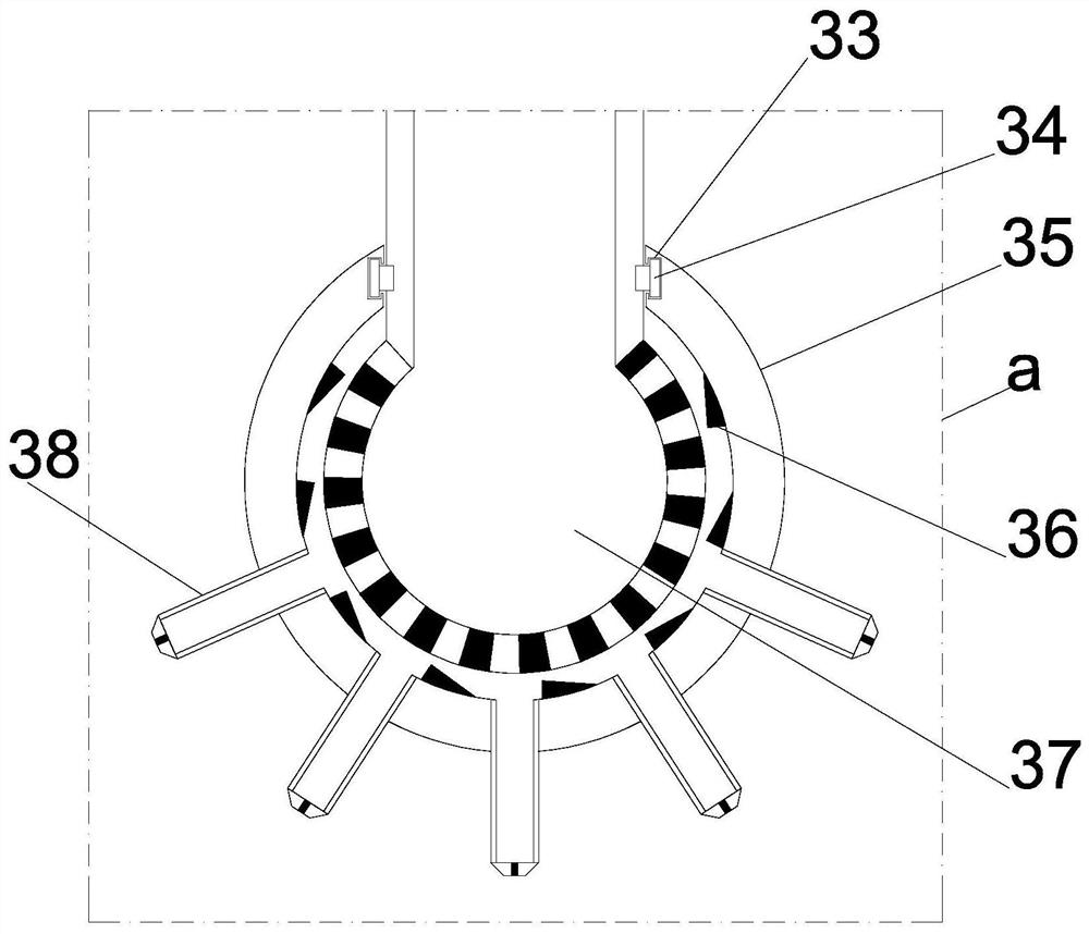A high-efficiency spraying device for rotating material-guided building decorative panels