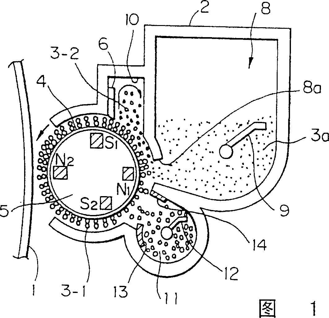 Developing device using toner and carrier mixture