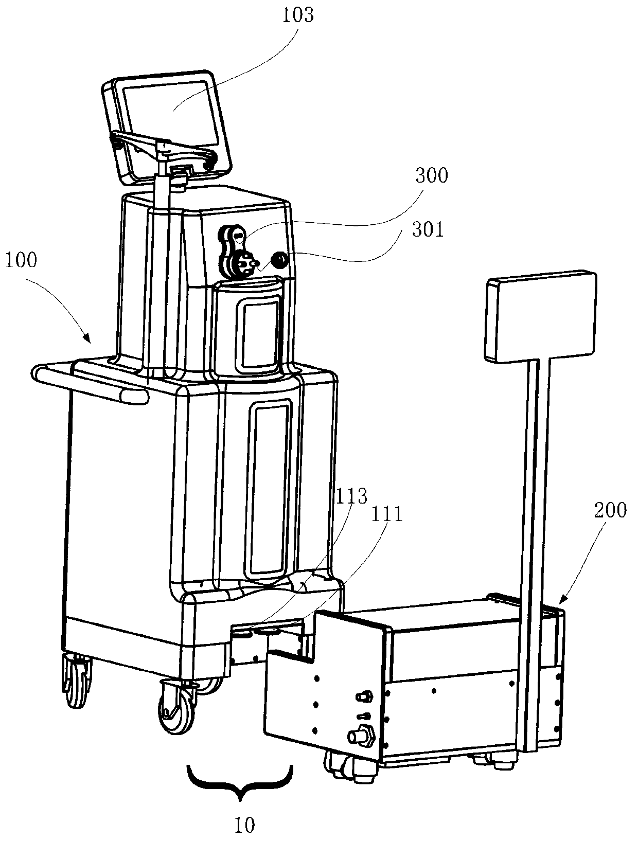 Docking device and waste liquid collection and treatment system