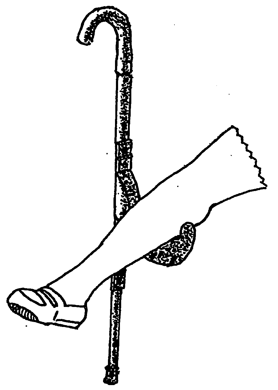 Calf, ankle, foot, or leg rest for cane and cane with device attached