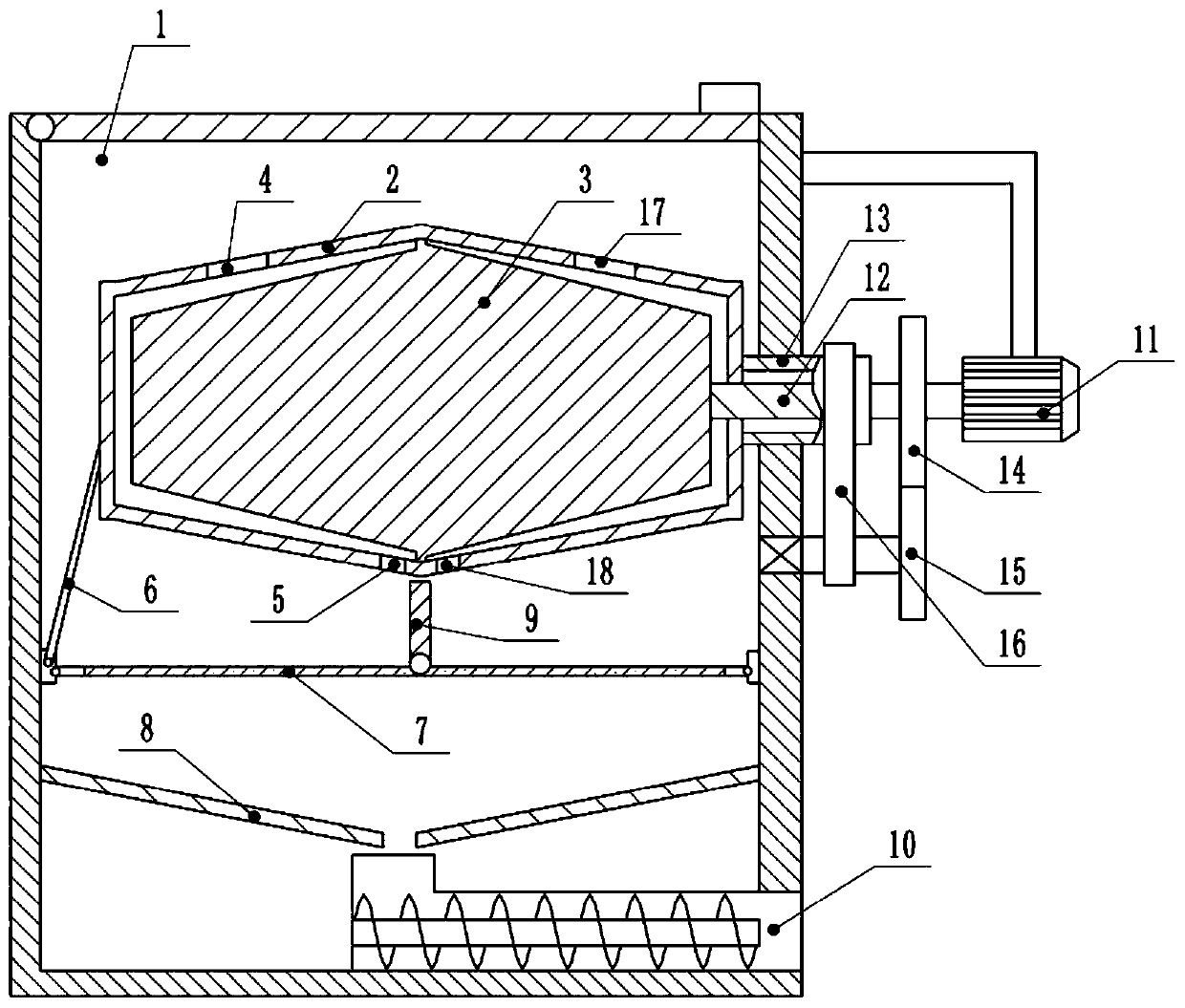 Decorative material crushing and mixing device