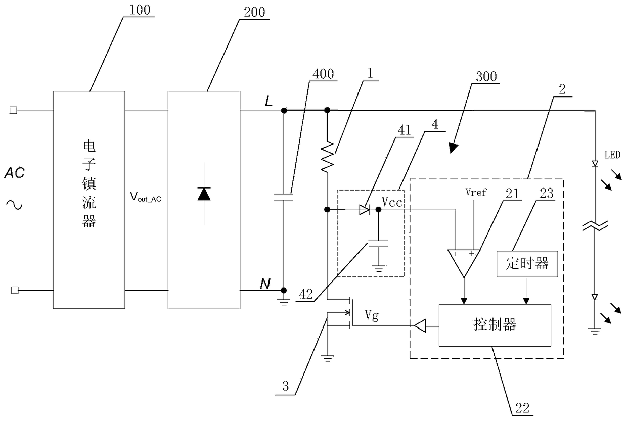 Damping circuit and led drive circuit with damping circuit