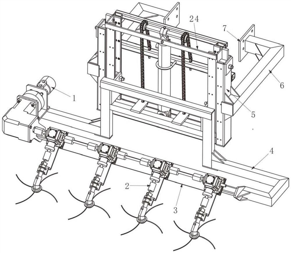 Lifting adjusting straw smashing device